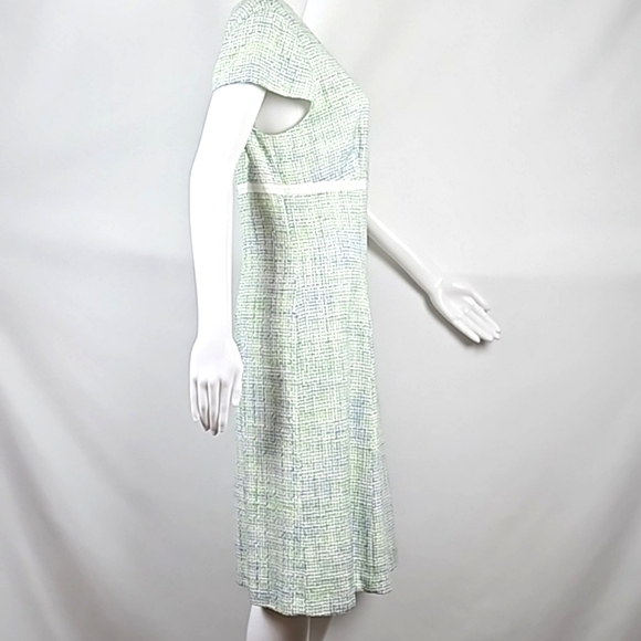 NWT Alex Marie Star Ivory Blue Green Tweed Cap Sleeve Knee Length Sheath Dress - Picture 5 of 16